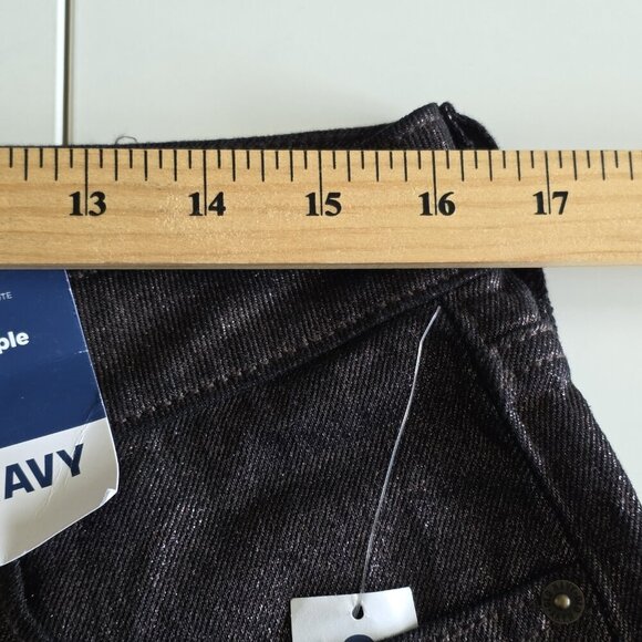 Old Navy Pants Womens 12 Black Metallic Shimmer High Rise OG Loose Whimsigoth - Picture 5 of 16